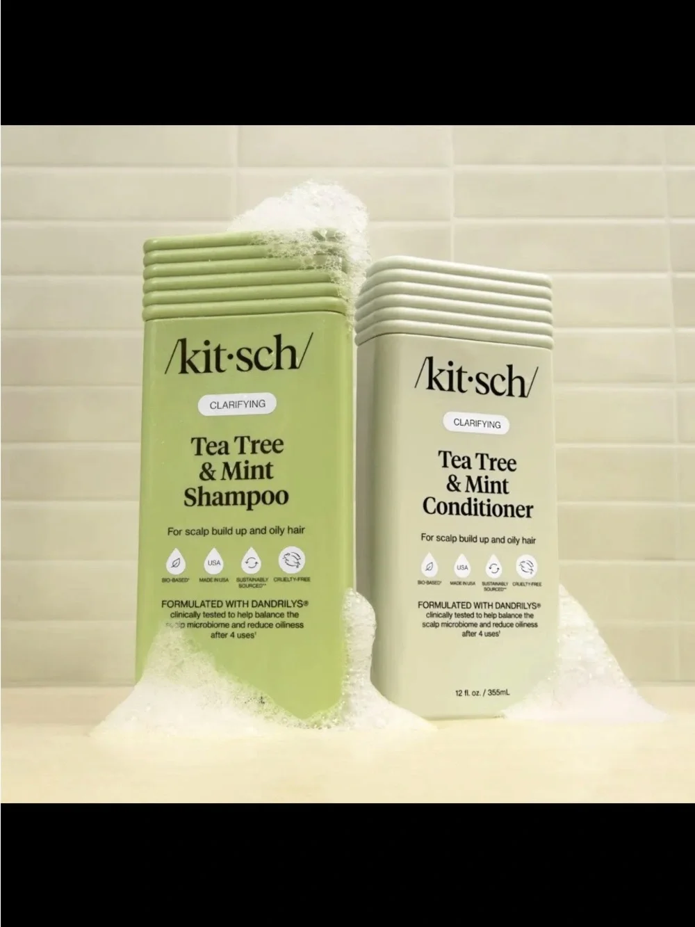 Kitsch Tea Tree & Mint Clarifying Shampoo - Conditioner. Light Green